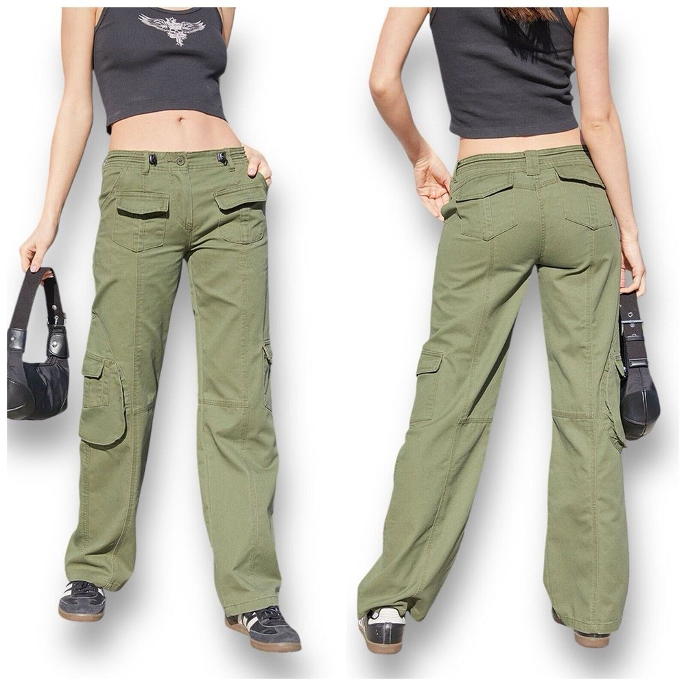 John Galt | Brandy Melville | Kim Cargo Pants | Army Green | Womens Size 6 Jeans - Picture 1 of 8